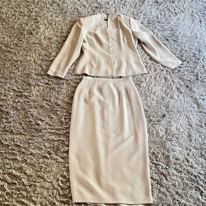 Donna Morgan Cream Pencil Skirt Set
